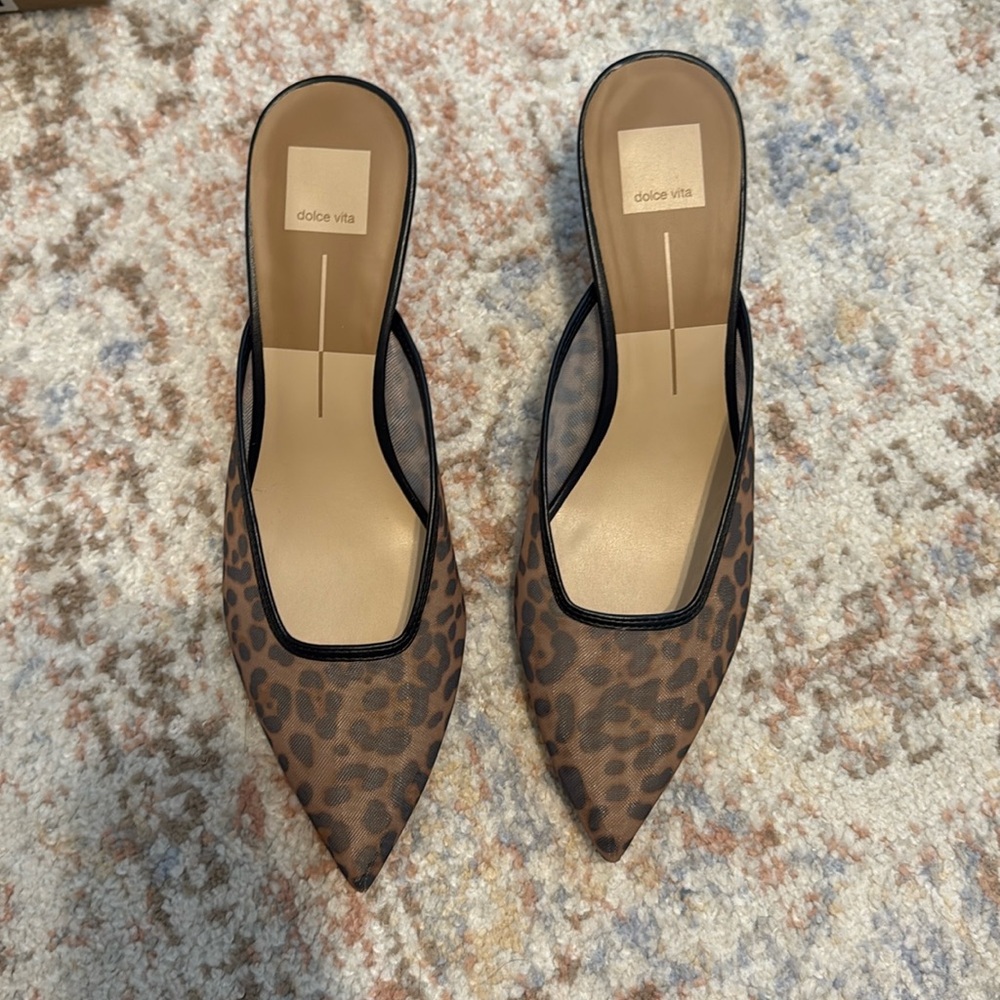 Dolce Vita Mesh Leopard kitten heels